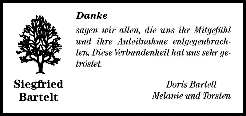  Traueranzeige für Siegfried Bartelt vom 07.08.2010 aus Neue Osnabrücker Zeitung GmbH & Co. KG