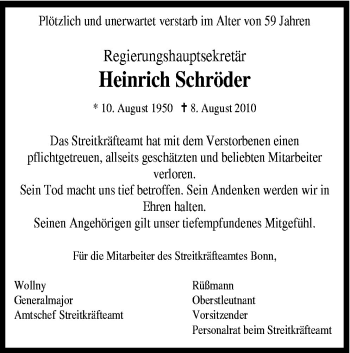 Traueranzeige von Heinrich Schröder von Neue Osnabrücker Zeitung GmbH & Co. KG
