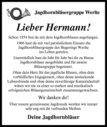 Traueranzeige von Hermann  von Neue Osnabrücker Zeitung GmbH & Co. KG