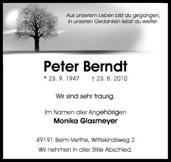 Traueranzeige von Peter Berndt von Neue Osnabrücker Zeitung GmbH & Co. KG