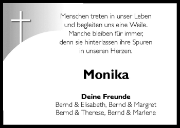 Traueranzeige von Monika  von Neue Osnabrücker Zeitung GmbH & Co. KG