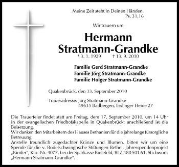 Traueranzeige von Hermann Stratmann-Grandke von Neue Osnabrücker Zeitung GmbH & Co. KG