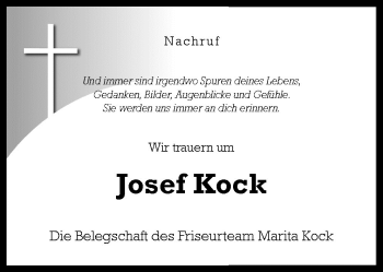 Traueranzeige von Josef Kock von Neue Osnabrücker Zeitung GmbH & Co. KG