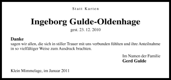 Traueranzeige von Ingeborg Gulde-Oldenhage von Neue Osnabrücker Zeitung GmbH & Co. KG