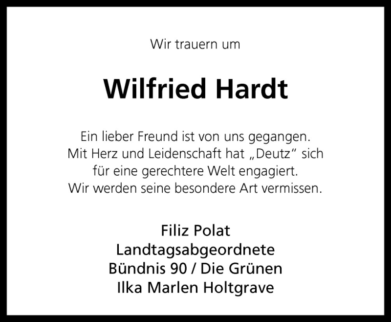  Traueranzeige für Wilfried Hardt vom 29.01.2011 aus Neue Osnabrücker Zeitung GmbH & Co. KG