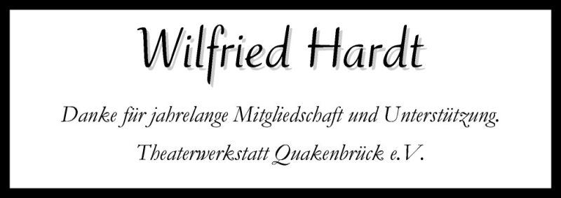  Traueranzeige für Wilfried Hardt vom 27.01.2011 aus Neue Osnabrücker Zeitung GmbH & Co. KG