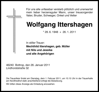 Traueranzeige von Wolfgang Ittershagen von Neue Osnabrücker Zeitung GmbH & Co. KG