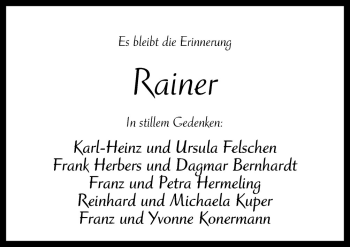 Traueranzeige von Rainer  von Neue Osnabrücker Zeitung GmbH & Co. KG