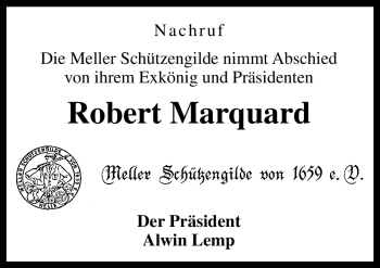 Traueranzeige von Robert Marquard von Neue Osnabrücker Zeitung