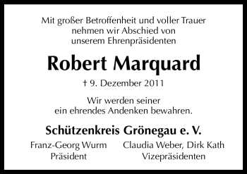 Traueranzeige von Robert Marquard von Neue Osnabrücker Zeitung
