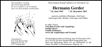 Traueranzeige von Hermann Gerder von Neue Osnabrücker Zeitung