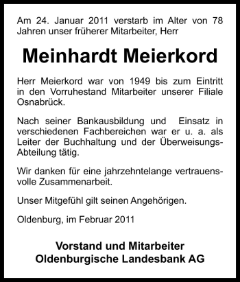 Traueranzeige von Meinhardt Meierkord von Neue Osnabrücker Zeitung GmbH & Co. KG