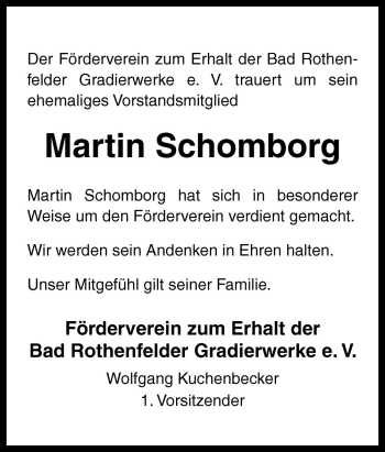 Traueranzeige von Martin Schomborg von Neue Osnabrücker Zeitung GmbH & Co. KG