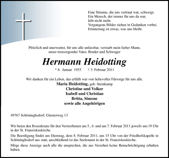 Traueranzeige von Hermann Heidotting von Neue Osnabrücker Zeitung GmbH & Co. KG