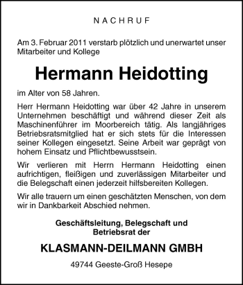 Traueranzeige von Hermann Heidotting von Neue Osnabrücker Zeitung GmbH & Co. KG