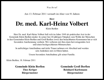 Traueranzeige von Karl-Heinz Volbert von Neue Osnabrücker Zeitung GmbH & Co. KG