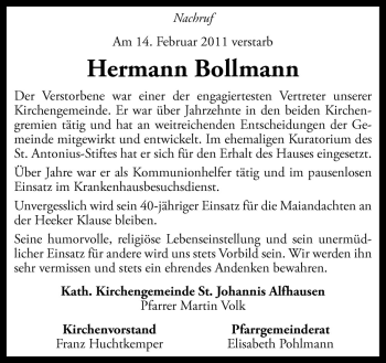 Traueranzeige von Hermann Bollmann von Neue Osnabrücker Zeitung GmbH & Co. KG