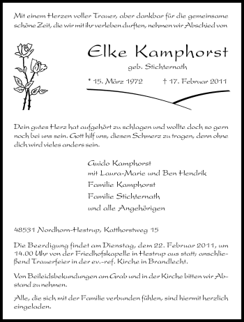 Traueranzeige von Elke Kamphorst von Neue Osnabrücker Zeitung GmbH & Co. KG