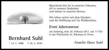 Traueranzeige von Bernhard Suhl von Neue Osnabrücker Zeitung GmbH & Co. KG