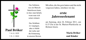 Traueranzeige von Paul Bröker von Neue Osnabrücker Zeitung GmbH & Co. KG