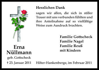 Traueranzeige von Erna Nüllmann von Neue Osnabrücker Zeitung GmbH & Co. KG
