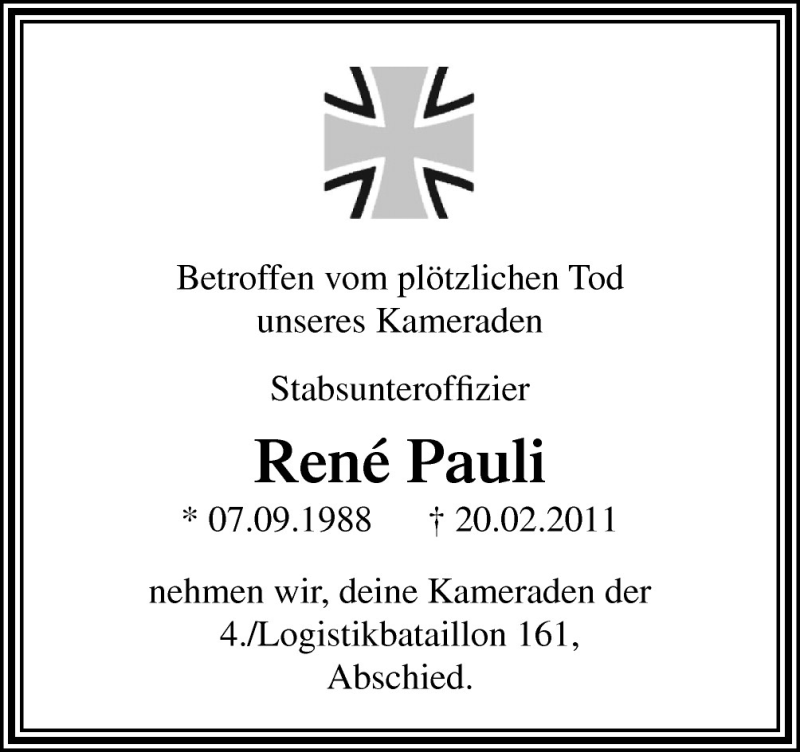  Traueranzeige für René Pauli vom 24.02.2011 aus Neue Osnabrücker Zeitung GmbH & Co. KG
