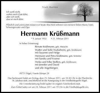 Traueranzeige von Hermann Krüßmann von Neue Osnabrücker Zeitung GmbH & Co. KG