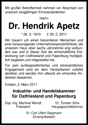 Traueranzeige von Hendrik Apetz von Neue Osnabrücker Zeitung GmbH & Co. KG