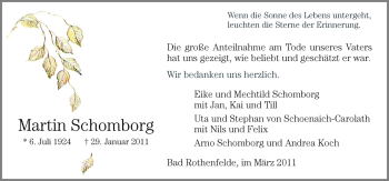 Traueranzeige von Martin Schomborg von Neue Osnabrücker Zeitung GmbH & Co. KG