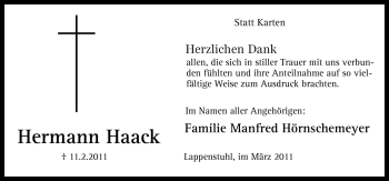 Traueranzeige von Hermann Haack von Neue Osnabrücker Zeitung GmbH & Co. KG