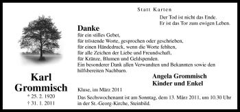 Traueranzeige von Karl Grommisch von Neue Osnabrücker Zeitung GmbH & Co. KG