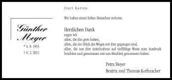 Traueranzeige von Günther Meyer von Neue Osnabrücker Zeitung GmbH & Co. KG