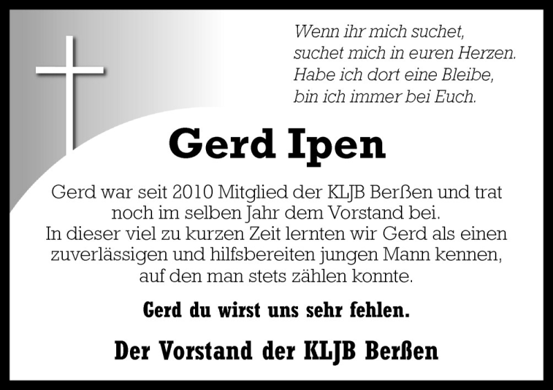  Traueranzeige für Gerd Ipen vom 10.03.2011 aus Neue Osnabrücker Zeitung GmbH & Co. KG