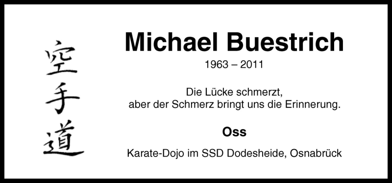  Traueranzeige für Michael Buestrich vom 09.03.2011 aus Neue Osnabrücker Zeitung GmbH & Co. KG
