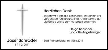 Traueranzeige von Josef Schröder von Neue Osnabrücker Zeitung GmbH & Co. KG