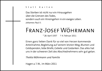 Traueranzeige von Franz-Josef Wöhrmann von Neue Osnabrücker Zeitung GmbH & Co. KG