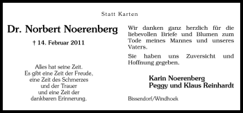 Traueranzeige von Norbert Noerenberg von Neue Osnabrücker Zeitung GmbH & Co. KG