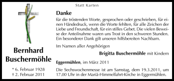 Traueranzeige von Bernhard Buschermöhle von Neue Osnabrücker Zeitung GmbH & Co. KG