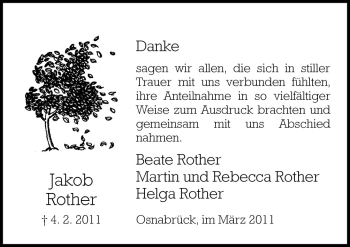 Traueranzeige von Jakob Rother von Neue Osnabrücker Zeitung GmbH & Co. KG