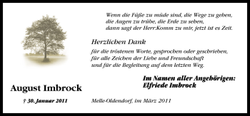 Traueranzeige von August Imbrock von Neue Osnabrücker Zeitung GmbH & Co. KG