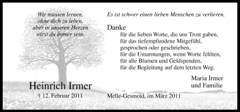 Traueranzeige von Heinrich Irmer von Neue Osnabrücker Zeitung GmbH & Co. KG