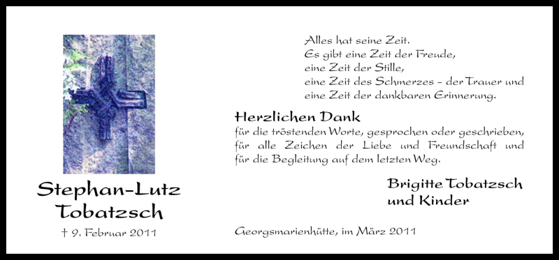  Traueranzeige für Stephan-Lutz Tobatzsch vom 26.03.2011 aus Neue Osnabrücker Zeitung GmbH & Co. KG