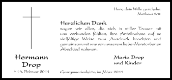 Traueranzeige von Hermann Drop von Neue Osnabrücker Zeitung GmbH & Co. KG