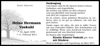 Traueranzeige von Heinz Hermann Voskuhl von Neue Osnabrücker Zeitung GmbH & Co. KG