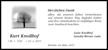 Traueranzeige von Kurt Knollhoff von Neue Osnabrücker Zeitung GmbH & Co. KG