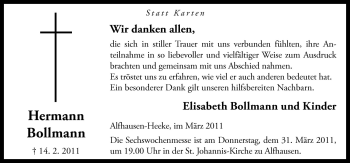 Traueranzeige von Hermann Bollmann von Neue Osnabrücker Zeitung GmbH & Co. KG