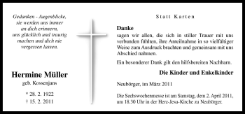 Traueranzeige von Hermine Müller von Neue Osnabrücker Zeitung GmbH & Co. KG