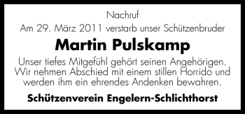 Traueranzeige von Martin Pulskamp von Neue Osnabrücker Zeitung GmbH & Co. KG