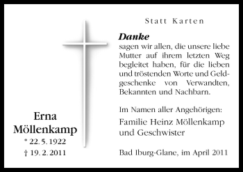 Traueranzeige von Erna Möllenkamp von Neue Osnabrücker Zeitung GmbH & Co. KG