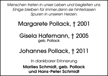 Traueranzeige von  Pollack von Neue Osnabrücker Zeitung GmbH & Co. KG